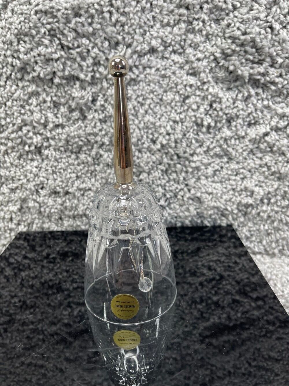Princess House Genuine Lead Crystal Clear Glass Bell Gold Plated Handle